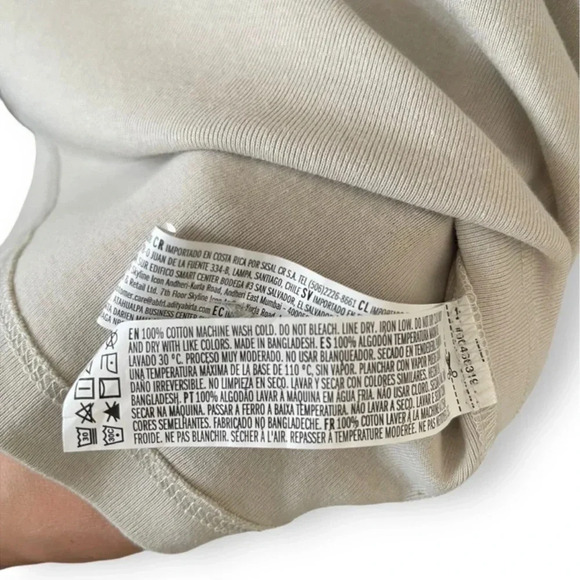 Forever 21 Henley Long Sleeve Shirt "Athletic" Logo Women's M Taupe Buttons - Picture 10 of 11